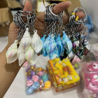 Móc khoá ốc sò xâu 10cái đủ màu
