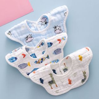 Set 3 yếm xoay tròn 360 độ Jasmine Baby vải xô 6 lớp giá sỉ