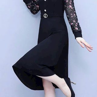 Váy dự tiệc tay ngắn dáng xoè chất liệu thun poly co giãn, phối voan dày dặn mềm mại che khuyết điểm tốt D04