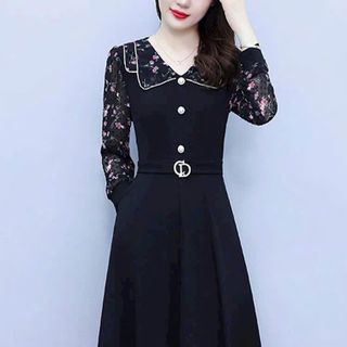 Váy dự tiệc tay ngắn dáng xoè chất liệu thun poly co giãn, phối voan dày dặn mềm mại che khuyết điểm tốt D04