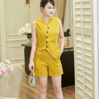 Set  áo sát nách cúc chéo + quần ĐÙI, chất liệu cotton lạnh mềm mại, thiết kế cao cấp, set bộ dạo phố- D03