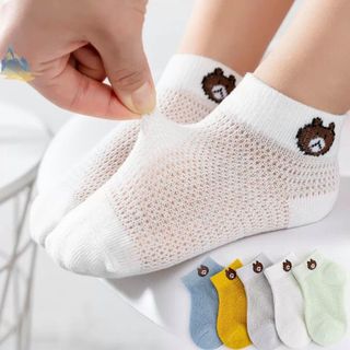 Vỉ 5 đôi tất lưới hình gấu Jasmine Baby cho bé trai và bé gái giá sỉ