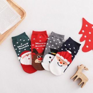 Set 5 đôi tất noel Jasmine Baby chống trượt, cổ cao cho bé siêu mềm siêu ấm giá sỉ