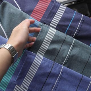 ÁO THUN CỔ BẺ KẺ SỌC TÚI CHẤT COTTON MUỐI - THỜI TRANG HC