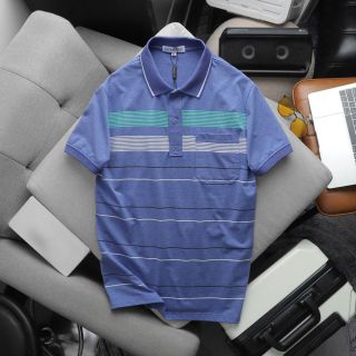 ÁO THUN CỔ BẺ KẺ SỌC TÚI CHẤT COTTON MUỐI - THỜI TRANG HC