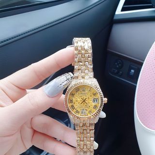 ĐỒNG HỒ NỮ THỜI TRANG RÔ LE DÂY ĐÍNH FULL HỘT NHIỀU MÀU 8