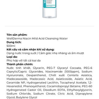 Nước tẩy trang Wellderma Niacin 500ml