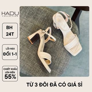 Giày Cao Gót Đế Vuông 7P Quai Ngang HADU M7124 Sườn Kép Đúp Trước 4 Lớp Lót Dầy Êm Ái Bảo Hành 24T giá sỉ