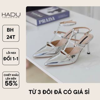 Dép Cao Gót Slingback 9P Mũi Nhọn HADU M7137 Da Bóng Kiếng Bảo Hành 24T giá sỉ