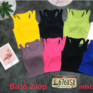 Ba lỗ nữ 2 lớp  ( có chỗ đựng mút )  Chất liệu: poly 2 da  Size: MLXLXXL - 2222  Tách nửa ri được giá sỉ