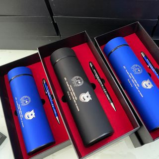 SET QUÀ TẶNG DOANH NGHIỆP ĐỘC ĐÁO: BÌNH GIỮ NHIỆT CAO CẤP KẾT HỢP BÚT KÝ KHẮC TÊN LOGO