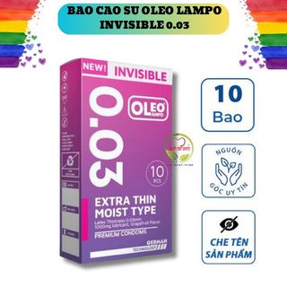 Bao cao su Oleo Lampo Invisible 003, siêu mỏng 0.03mm, nhiều gel, hương bưởi kéo dài thời gian quan hệ giá sỉ