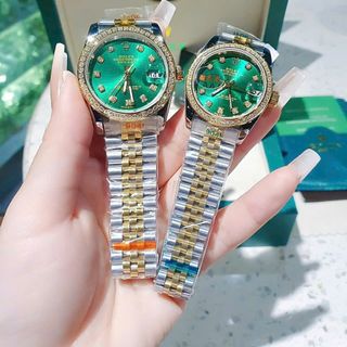 ĐỒNG HỒ NAM NỮ CAO CẤP RÔ LE DÂY THÉP MẶT MÀU KÍNH SAPHIRE VIỀN ĐÁ 1