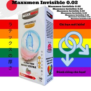 Bao cao su size 49mm Maxxmen Invisible 002, công nghệ NHẬT BẢN cực siêu mỏng NHIỀU GEL, hương hoa anh đào cho LGBT, Gay