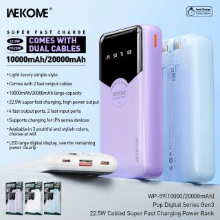 SẠC DỰ PHÒNG WEKOME WP59 - 20000MAH - KÈM DÂY IPHONE VÀ TYPE C giá sỉ