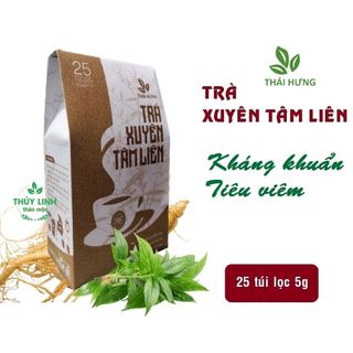 Trà Xuyên Tâm Liên THÁI HƯNG 25 túi lọc 5g Thanh nhiệt, Giải độc, Giải cảm, cúm, ho
