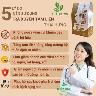 Trà Xuyên Tâm Liên THÁI HƯNG 25 túi lọc 5g Thanh nhiệt, Giải độc, Giải cảm, cúm, ho