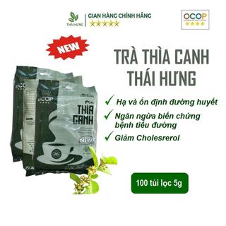 Trà Thìa canh Thái Hưng - New- Bịch 100 túi lọc 5g Giảm và ổn định đường huyết, Giảm mỡ máu