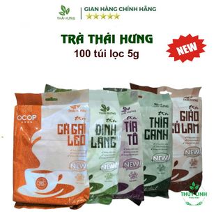 Trà túi lọc Thái Hưng (NEW) Bịch 100 túi lọc 5g: Cà gai leo, Thìa canh, Đinh lăng, Giảo cổ lam, Tía tô giá sỉ