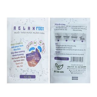 Muối ngâm chân thảo dược Relax Foot Thái Hưng Túi 36g hỗ trợ ngủ ngon, giảm nhức mỏi, hết hôi chân