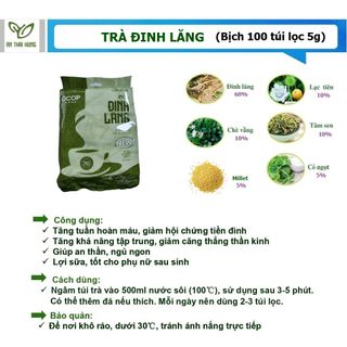 Trà Đinh lăng THÁI HƯNG (New) An thần, ngủ ngon, giảm stress - Bịch 100 túi lọc 5g
