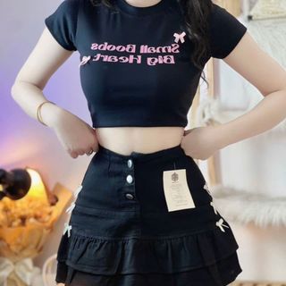Chân váy kaki 2 tầng đính nơ - Lê phương boutique
