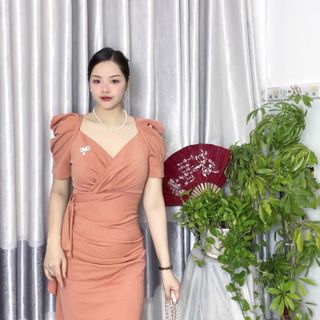 Đầm nữ cổ tim đắp chéo bèo cao cấp