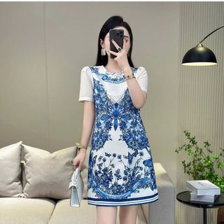 Đầm quảng châu lụa phom suông cao cấp