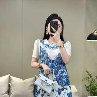 Đầm quảng châu lụa phom suông cao cấp