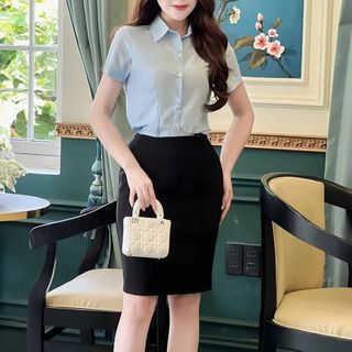 ÁO SƠ MI CHIẾT EO TAY NGẮN AB0483