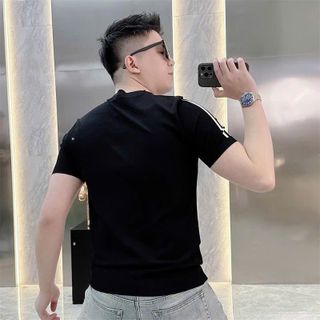 áo đen cổ tròn thêu logo vải chạy 2 dây - giá sỉ cạnh tranh