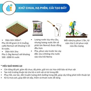 Phân bón hữu cơ Carbon NEMA 2 khử chua hạ phèn, làm giàu cho đất, nâng cao chất lượng nông sản (loại 1kg quy mô 5000m2))