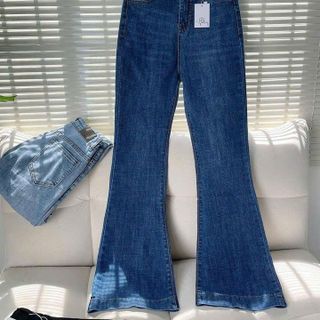 [SHOPPUMI] QUẦN JEAN ỐNG LOE DÀI MÀU XANH ĐẬM/ NHẠT SML PUMI 15293