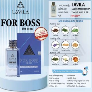 Nước hoa nam For Boss LAVILA 100ml cao cấp hương thơm chuẩn Pháp lưu hương từ 8 đến 12 tiếng giá sỉ