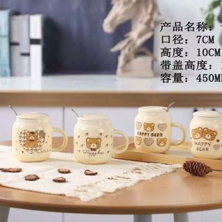 Set Quà Tặng Cốc Ly Bình Sứ Chó Tai Dài Cute HAPPY DOG Nắp Vặn Kèm Thìa giá sỉ