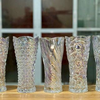 Lọ hoa Thủy tinh hoa văn trắng cao 30 Cm