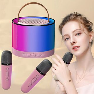 Loa Bluetooth Karaoke Mini K52 công suất 10W kèm 2 micro không dây, loa hát karaoke mini bluetooth 2 mic âm thanh hay