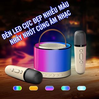 Loa Bluetooth Karaoke Mini K52 công suất 10W kèm 2 micro không dây, loa hát karaoke mini bluetooth 2 mic âm thanh hay