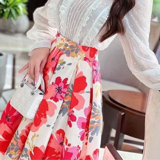 CHÂN VÁY XẾP LY IN HOA TK0056