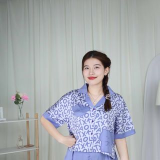 Duha18 - Quần Đùi pijama - Tay ráp lăng - lụa tơ tầm  Sao chép giá sỉ