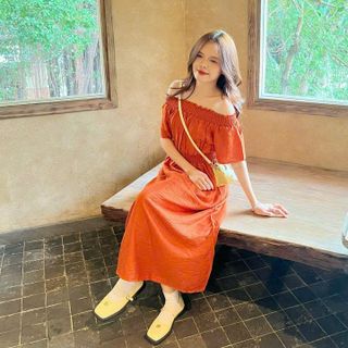 [SHOPPUMI] ĐẦM MAXI NỮ TRƠN BẸT VAI BO CHUN EO CO GIÃN TỐT FREESIZE PUMI 16119