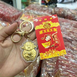 Sỉ Móc Khoá Thần Tài Mạ Vàng Phong Thủy May Mắn quà Tặng Tết