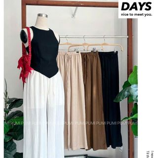 [SHOPPUMI] QUẦN SUÔNG TƠ LƯNG THUN CỘT DÂY NHIỀU MÀU FREESIZE PUMI 15487
