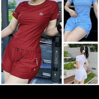 Set thể thao áo thun chính phẩm poly phối quần đùi 2 lớp xi dãn thoáng mát, trơn láng, co giãn thoải mái - size : M L Xl 2XL Ri 2222 Tách nửa ri được - 10 màu Sẵn kho