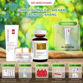 COMBO DƯỠNG DA MỜ NÁM (Kem Chống Nắng Sa Mạc 50g & Viên Uống Sắc Ngọc Khang Vi Tảo Lục 60 Viên & Kem Dưỡng Da Ban Đêm 10g) TẶNG Sữa Rửa Mặt Thảo Dược [Tuýp 50g] giá sỉ