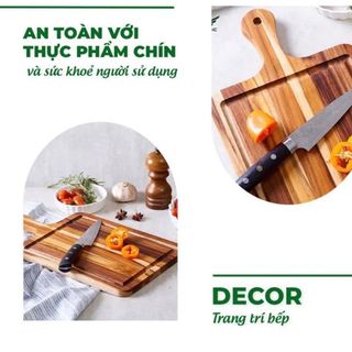 Thớt gỗ teck tay cầm có lỗ cheo