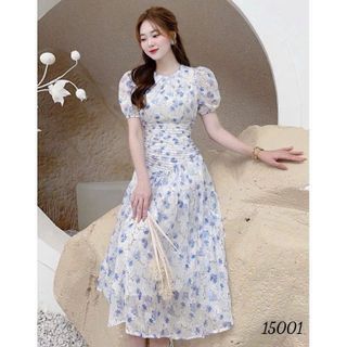 Đầm dự tiệc chất liệu voan in hoa cao cấp, mềm mại, sang trong,thanh lịch D16