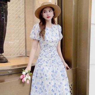Đầm dự tiệc chất liệu voan in hoa cao cấp, mềm mại, sang trong,thanh lịch D16