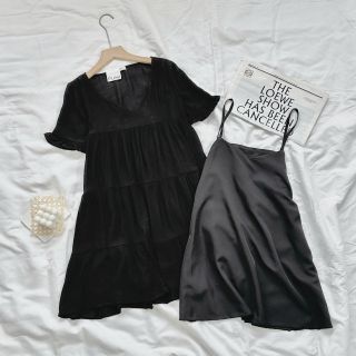 [SHOPPUMI] ĐẦM BBD DÁNG XÒE TAY NGẮN NÚT CÀI SAU NHIỀU MÀU FREESIZE PUMI 16136
