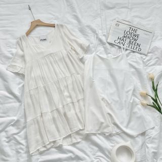 [SHOPPUMI] ĐẦM BBD DÁNG XÒE TAY NGẮN NÚT CÀI SAU NHIỀU MÀU FREESIZE PUMI 16136